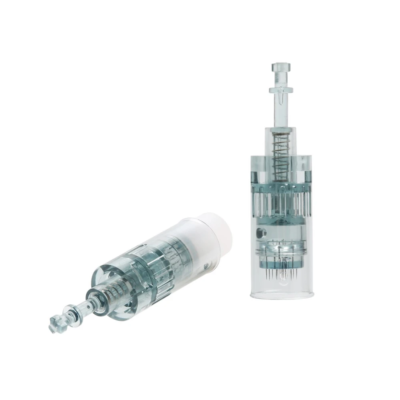 two Dr pen M8 microneedling pin cartridge standing and flat view