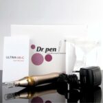 dr pen M5 microneedling pen package showing pen pen charger user manual box